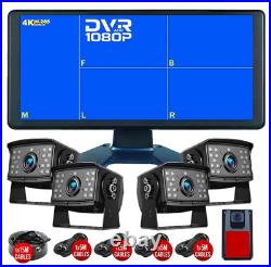 5 CH 10.36 IPS Quad Monitor DVR Backup camera For Truck Semi Box Bus RV Reverse