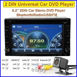 6.2 Double 2Din Car Stereo Radio DVD CD Mp3 Player Bluetooth +Rearview Camera