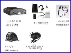 720P AHD 4CH 2TB Hard Disk Vehicle Car Rear View DVR Recorder System 4 IR Camera