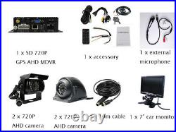 720P AHD 4CH SD 512G GPS Car Vehicle DVR Record Rear View CCTV Camera 7 monitor