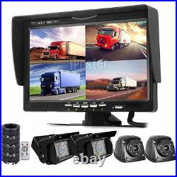 7Quad Monitor + 4x Side/Rear View Cameras Night Vision 12/24V For Truck Caravan