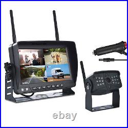 7'' 1080P Digital Wireless Rear View DVR Quad Monitor Backup Camera For Truck RV