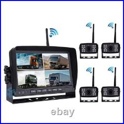 7'' 1080P HD Wireless Rear View DVR Quad Monitor Backup Camera For Truck RV CCD