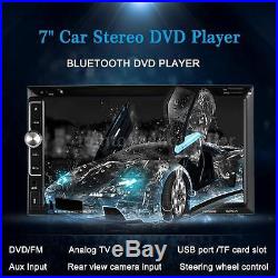 7 2 DIN HD Touchscreen Car DVD Player Bluetooth FM Radio TV + Rearview Camera
