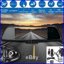 7 3G 1080P Dual Lens Car DVR GPS Rearview Mirror Reverse Camera Android 5.0