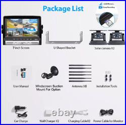 7 DVR Monitor 2x Solar Magnetic Rear View Camera 1080P For Car RV Truck Trailer