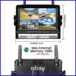 7 DVR Monitor 4x Solar Magnetic Rear View Camera 1080P For Car RV Truck Trailer