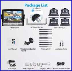 7 DVR Monitor 4x Solar Magnetic Rear View Camera 1080P For Car RV Truck Trailer