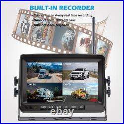 7'' DVR Quad Monitor 1080P Digital Wireless Rear View Backup Camera For Truck RV