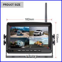 7'' DVR Quad Monitor 1080P Digital Wireless Rear View Backup Camera For Truck RV