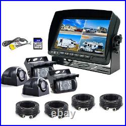 7 DVR Record Quad Split Monitor 4xAHD Side Rear View Backup Camera For Truck RV