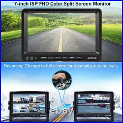 7 DVR Record Quad Split Monitor 4xAHD Side Rear View Backup Camera For Truck RV