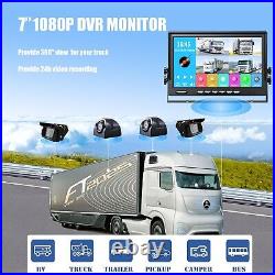 7 DVR Record Quad Split Monitor 4xAHD Side Rear View Backup Camera For Truck RV