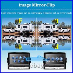 7 DVR Wireless Quad Screen Monitor Backup Side Rear View Camera For RV/Truck