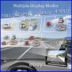 7 DVR Wireless Quad Screen Monitor Backup Side Rear View Camera For RV/Truck
