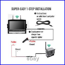 7 DVR Wireless Quad Screen Monitor Backup Side Rear View Camera For RV/Truck