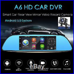 7 HD 1080P BT Android 5.0 GPS Rear View Mirror Dash Camera CAR DVR Dual Lens