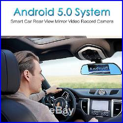 7 HD 1080P BT Android 5.0 GPS Rear View Mirror Dash Camera CAR DVR Dual Lens