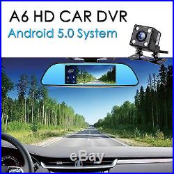 7 HD Android5.0 Rear View Mirror GPS Navi Dash Cam CAR DVR 3G+Backup Camera
