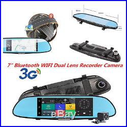 7 HD Android 3G WIFI GPS Rear View Mirror Dash Video Recorder Car DVR Dual Lens