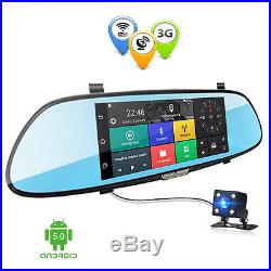 7 HD Android 3G WIFI GPS Rear View Mirror Dash Video Recorder Car DVR Dual Lens