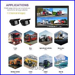 7 HD Quad Split Monitor +3x Front Side Backup Rear View Camera For Bus Truck RV