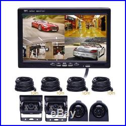 7 HD Quad Split Monitor +4x Front Side Backup Rear View Camera For Bus Truck RV