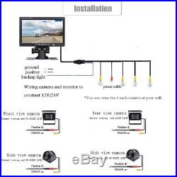 7 HD Quad Split Monitor +4x Front Side Backup Rear View Camera For RV Truck Bus