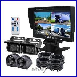 7 HD Quad Split Monitor For RV Truck+4 Front Side Night Vision Rear View Camera