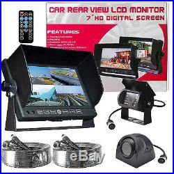 7 MONITOR WITH DVR 2x REAR VIEW BACKUP REVERSE CAMERA SYSTEM SAFETY KIT FOR RV
