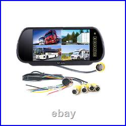 7 Mirror Quad Split Monitor Back Camera For Caravan Truck RV Rear View Reverse