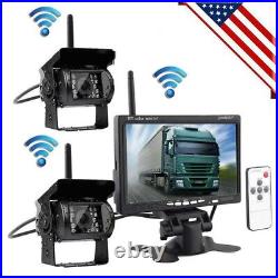 7 Monitor +2x Wireless Rear View Backup Camera Night Vision for RV Truck Bus HD