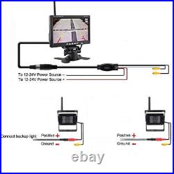 7 Monitor +2x Wireless Rear View Backup Camera Night Vision for RV Truck Bus HD