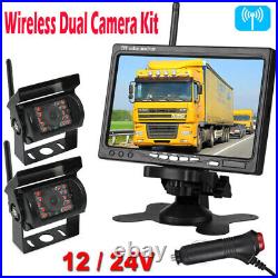 7 Monitor 2x Wireless Rear View Reversing Camera for Bus Truck Trailer Caravan