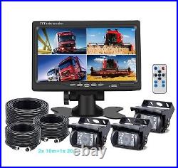 7 Monitor 3x 4PIN Heavy Duty Rear View Backup Camera 2x 10m+1x 20 Truck Tractor