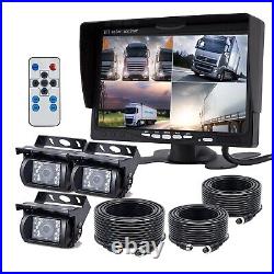 7 Monitor 3x 4PIN Heavy Duty Rear View Backup Camera 2x 10m+1x 20 Truck Tractor