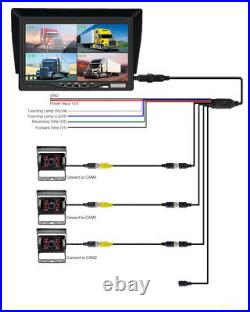 7 Monitor 3x 4PIN Heavy Duty Rear View Backup Camera 2x 10m+1x 20 Truck Tractor