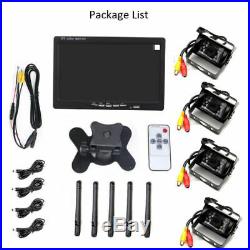 7 Monitor + 4x Wireless IR Camera Rear View Back up System For Truck RV 12/24V