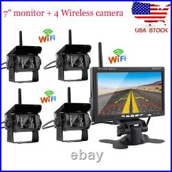 7 Monitor +4x Wireless Rear View Backup Camera Night Vision for RV Truck Bus HD