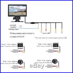7 Monitor Car Truck Bus DVR Split + Quad 4PCS Side Rear View Camera System