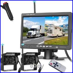 7 Monitor Wireless Dual Rear View Backup Camera System for Bus Truck RV Trailer
