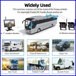 7 Monitor Wireless Dual Rear View Backup Camera System for Bus Truck RV Trailer