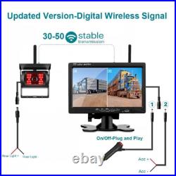 7 Monitor Wireless Dual Rear View Backup Camera System for Bus Truck RV Trailer