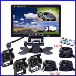 7 QUAD SPLIT MONITOR SCREEN 3x REAR VIEW BACKUP CCD CAMERA SYSTEM FOR TRUCK RV