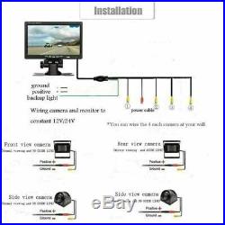 7 QUAD SPLIT SCREEN MONITOR 4x SIDE REAR FRONT VIEW CAMERA SYSTEM FOR TRUCK RV