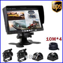 7 QUAD SPLIT SCREEN MONITOR + 4x SIDE REAR VIEW CAMERA SYSTEM FOR TRUCK RV Bus