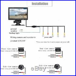 7 QUAD SPLIT SCREEN MONITOR 4x SIDE REAR VIEW CCD CAMERA SYSTEM FOR TRUCK RV