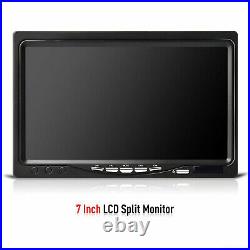 7 QUAD Split Screen Monitor 4x Side Rear View Camera System For Truck Bus RV