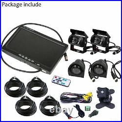 7 Quad Monitor 4x 4pin backup camera For Truck RV Caravan 360 Rear view Reverse