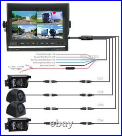 7 Quad Monitor DVR 4PIN 4x 1080P AHD 2M Side Rear View Camera Kit For Truck RV
